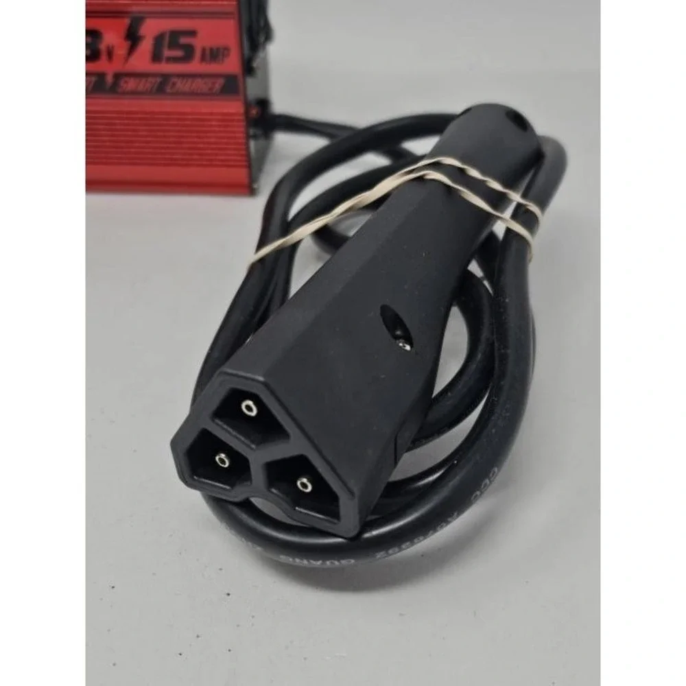 LZFAN Golf Cart Battery Charger 48V 15A Smart 3-Pin Triangle Plug Red Lead Acid